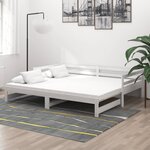 vidaXL Lit coulissant 2x(90x200) cm Blanc Bois de pin massif