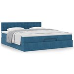 VidaXL Cadre de lit ottoman avec matelas bleu foncé 180x200 cm velours