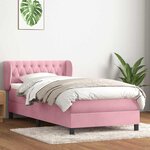 vidaXL Sommier à lattes de lit avec matelas rose 100x220 cm velours