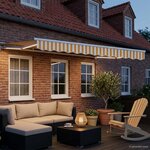 vidaXL Cadre de store manuel avec LEDs Jaune et blanc 3 5 x 2 m