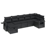 vidaXL Salon de jardin 7 Pièces avec coussins noir résine tressée