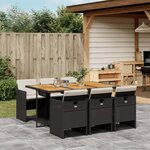 vidaXL Ensemble à manger de jardin coussins 7Pièces Noir Résine tressée