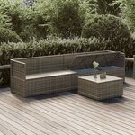 vidaXL Salon de jardin 5 Pièces avec coussins Gris Résine tressée