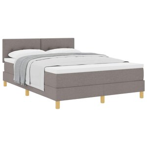 vidaXL Lit à ressorts avec matelas Taupe 140 x 200 cm tissu
