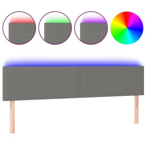 vidaXL Tête de lit à LED Gris foncé 160x5x78/88 cm Tissu
