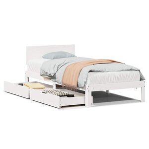 vidaXL Cadre de lit avec tiroirs sans matelas blanc 90x190 cm