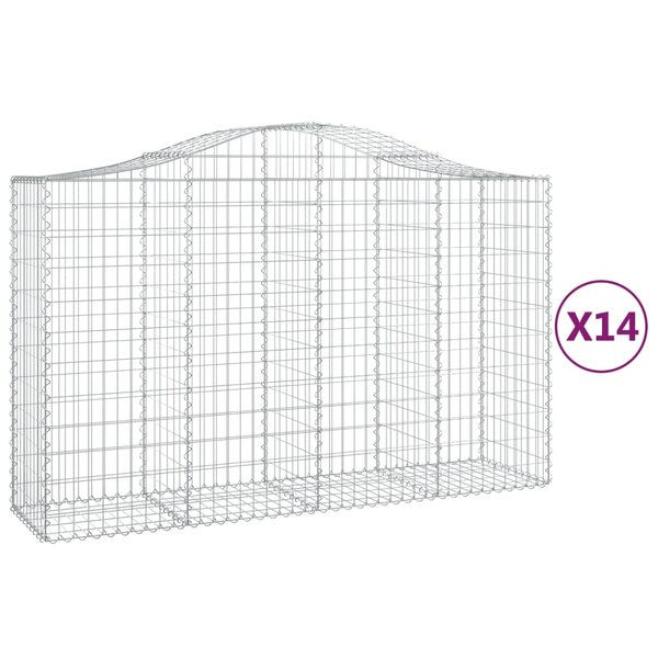 vidaXL Paniers à gabions arqués 14 Pièces 200x50x120/140 cm Fer galvanisé