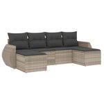 vidaXL Salon de jardin 6 Pièces avec coussins gris clair résine tressée
