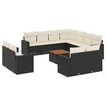 vidaXL Salon de jardin avec coussins 13 Pièces noir résine tressée