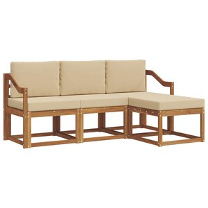 vidaXL Ensemble de canapés d'extérieur 4 pc Naturel et Beige