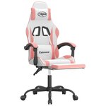 vidaXL Chaise de jeu pivotante et repose-pied Blanc et rose Similicuir