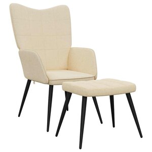 vidaXL Chaise de relaxation avec tabouret Crème Tissu