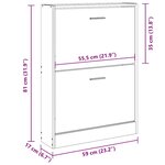 vidaXL Meuble à chaussures Blanc 59x17x81 cm Bois d'ingénierie