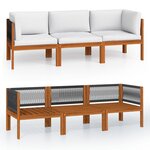 vidaXL Canapé de jardin 3 places avec coussin en bois d'acacia et corde