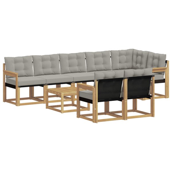 vidaXL Ensemble de canapés d'extérieur 9 pc Blanc et gris clair