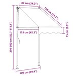 vidaXL Auvent rétractable crème 100x150 m tissu et acier