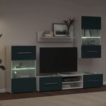 vidaXL Meubles TV 5 Pièces avec lumière LED indigo mat bois d'ingénierie