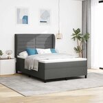 vidaXL Lit à ressorts avec matelas Gris foncé 140 x 200 cm tissu