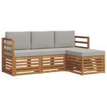 vidaXL Ensemble de canapés d'extérieur 4 pc Gris Naturel et Clair