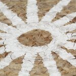 vidaXL Tapis fait à la main Jute avec imprimé blanc 90 cm