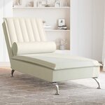 vidaXL Chaise longue de massage avec traversin crème velours