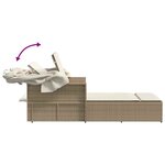 vidaXL Chaise longue double avec auvent et coussins beige poly rotin