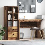 vidaXL Bureau avec tiroir avec étagère avec stockage 2 Pièces Bois ancien