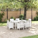 vidaXL Ensemble de Salle à Manger de Jardin 7 Pièces avec Coussins Blanc Rattan Plastique
