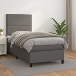 vidaXL Sommier à lattes de lit avec matelas Gris 100x200 cm Similicuir