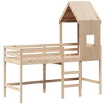 vidaXL Lit superposé et échelle et toit 90x200 cm bois de pin massif
