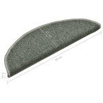 vidaXL Tapis d'escalier 15 pièces 56 x 17 x 3 cm Vert foncé Demi-rond