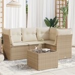 vidaXL Salon de jardin avec coussins 5 Pièces beige résine tressée