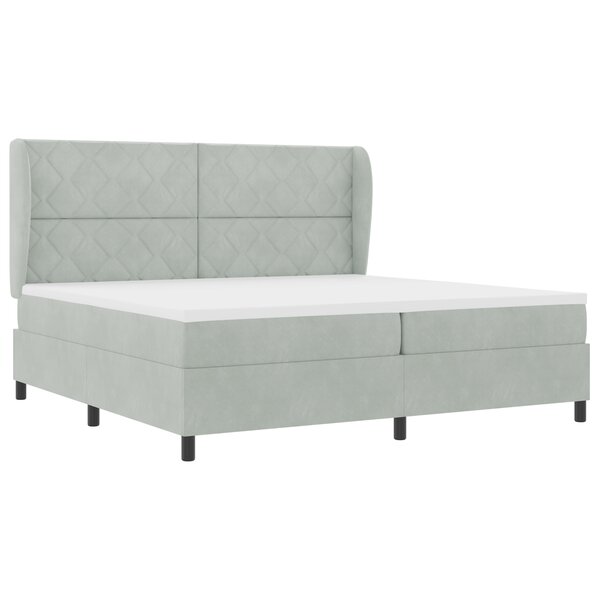 vidaXL Lit à ressorts avec matelas gris clair 200 x 200 cm en velours
