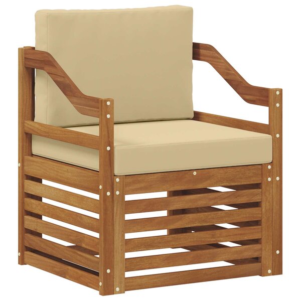 vidaXL Canapé d’extérieur Bois d'acacia massif et polyester Naturel