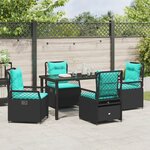 vidaXL Ensemble de 5 pièces de mobilier de jardin en rattan poly noir