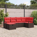 vidaXL Ensemble de canapé de jardin 6 Pièces Marron Poly rotin