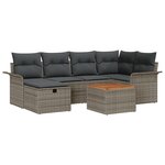 vidaXL Ensemble de canapés de jardin de 7 pièces avec coussins gris en poly rattan