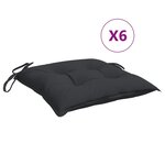 vidaXL Coussins de chaise 6 Pièces noir 40x40x7 cm tissu oxford