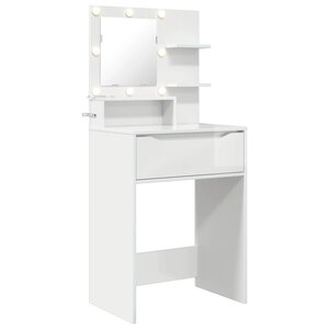 vidaXL Tables de maquillage pour chambre avec tiroir Blanc brillant
