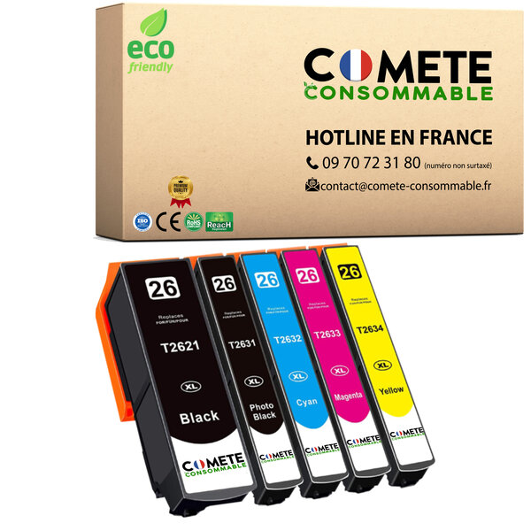 CARTOUCHE 26XL lot de 5 Compatible COMETE, Entreprise française