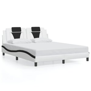 vidaXL Cadre de lit Viana sans matelas blanc et noir 160x200 cm similicuir