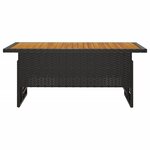 vidaXL Table de jardin noir 100x50x43/63 cm acacia et résine tressée