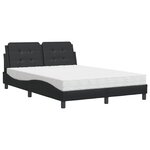 vidaXL Lit avec matelas noir 140x200 cm similicuir