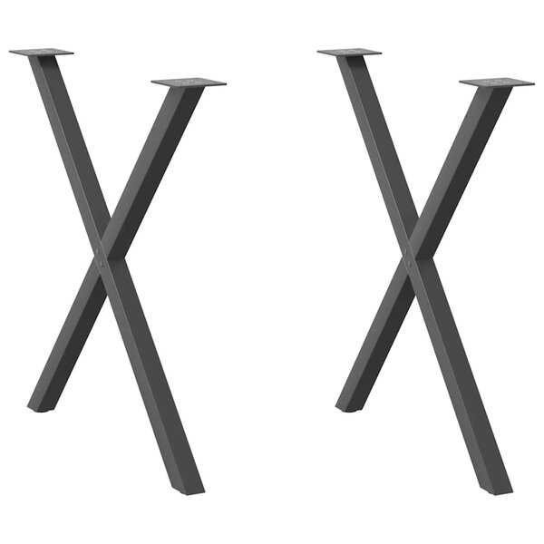 vidaXL Pieds de table à manger en forme de X 2 pièces Anthracite 70 x (72-73) cm Acier