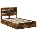 vidaXL Lit de Rangement Chêne fumé 120 x 190 cm Bois d'ingénierie