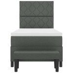 vidaXL Lit à Sommier Tapissier avec Matelas & Banc Gris Foncé 90x200 cm en Tissu