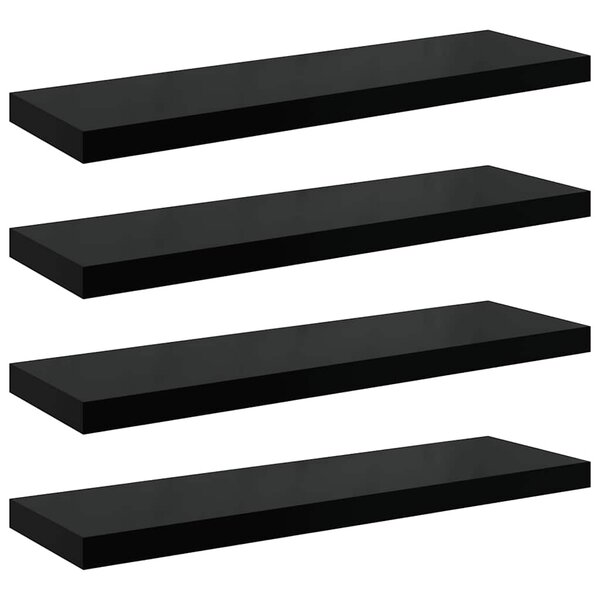 vidaXL Étagère murale flottante 4 Pièces Noir brillant 90x23 5x3 8 cm MDF