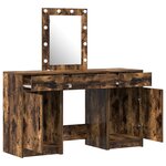 Ensemble de coiffeuse 3 pièces vidaXL avec LED en chêne fumé en bois d'ingénierie