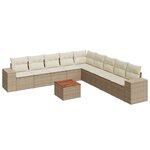 vidaXL Salon de jardin avec coussins 10 Pièces beige résine tressée