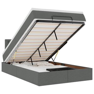 vidaXL Lit ottoman avec matelas et LED gris foncé 120x190 cm tissu